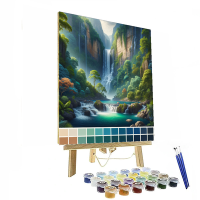 Cascading Mountain Waterfall Paint By Numbers Art