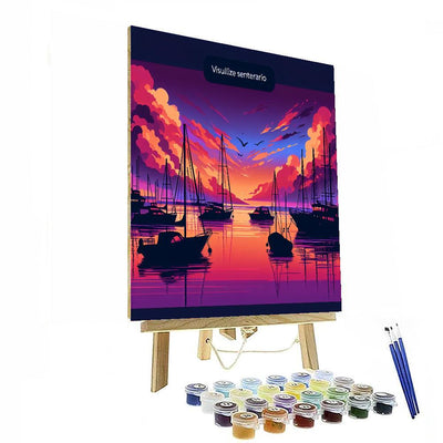 Sunset Harbor Tranquility DIY Paint By Numbers