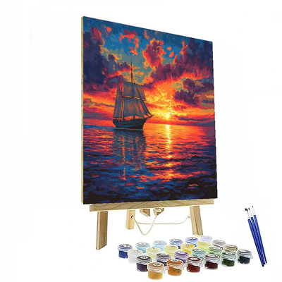 J.M.W. Turner Inspired Seaside Sunset Splendor  Numbered Painting Kits