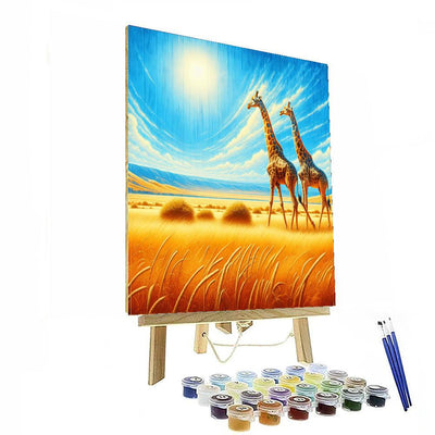 Giraffes On Safari Numbered Painting Kits