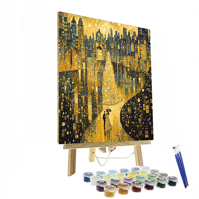 Gustav Klimt Inspired Golden Urban Dreams  Paint By Numbers Art