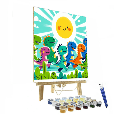 Joyful Dinosaur Parade Numbered Painting Kits