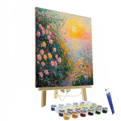 Claude Monet Inspired Sunset In Blooms  Paint By Numbers Art