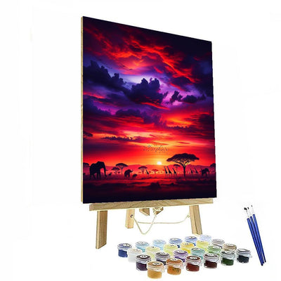 Safari Sunset Silhouette Paint By Color