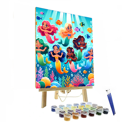 Playful Mermaid Lagoon Number Painting