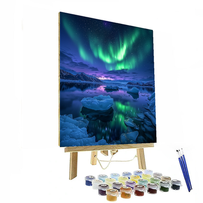 Northern Lights At Jökulsárlón Glacier Lagoon - Iceland Numbered Painting Kits