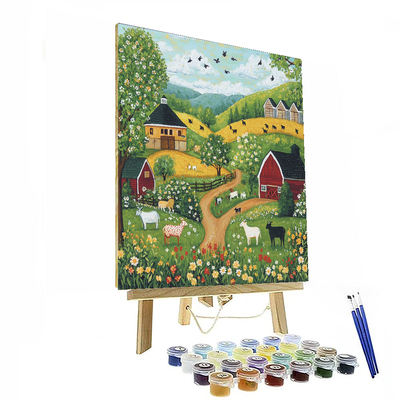 Grandma Moses Inspired Rustic Farmyard Delight  Painting By Numbers Kit