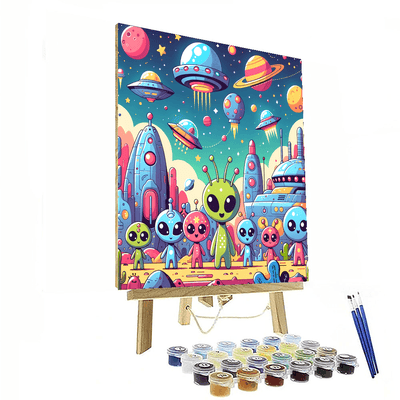 Cosmic Alien Encounter Paint By Numbers Art