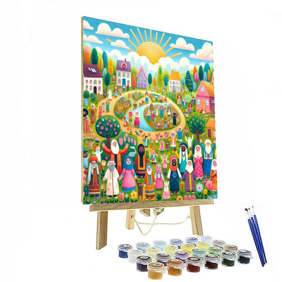 Colorful Village Life Painting By Numbers Kit