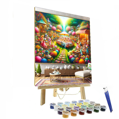 Colorful Garden Tea Party Numbered Painting Kits