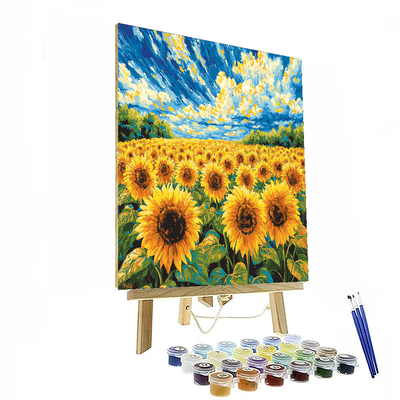 Vincent Van Gogh Inspired Joyful Sunflower Meadows  Numbered Painting Kits