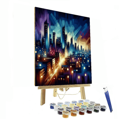 Dynamic Cityscape At Dusk Painting By Numbers Kit