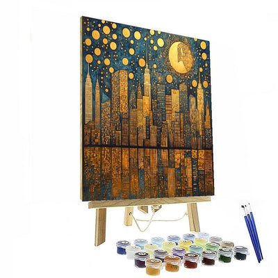 Klimt Inspired Klimt's City Glow  Number Painting