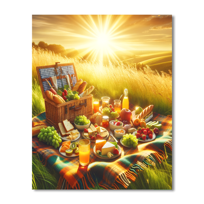 Sunlit Countryside Picnic Number Painting