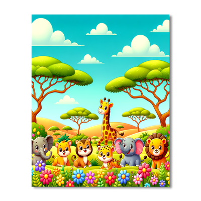 Sunny Safari Expedition Number Painting