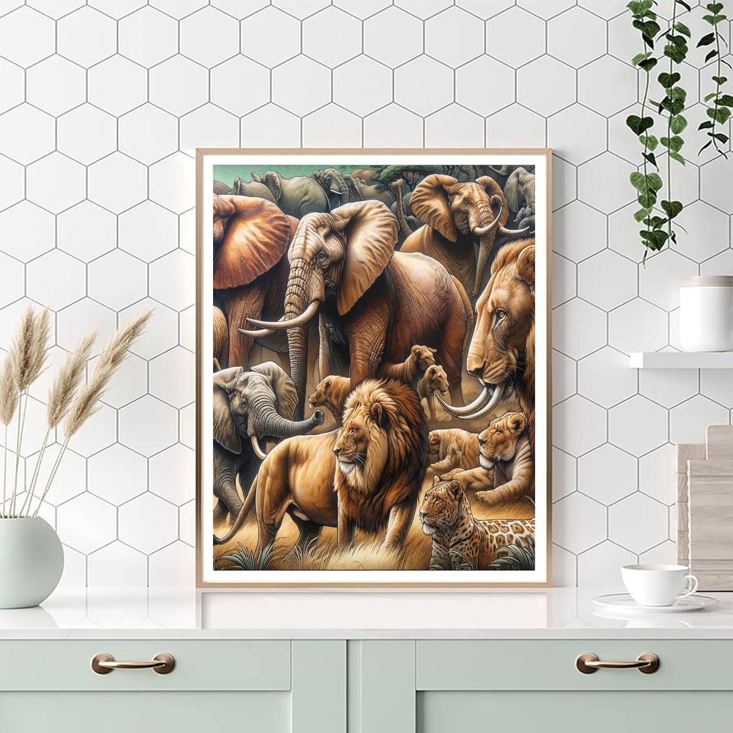 Majestic Safari Wildlife - DIY Painting By Numbers Kit | Artistry Rack