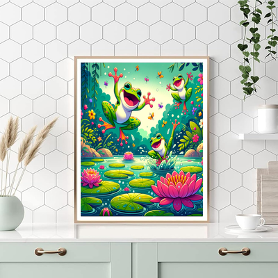 Joyful Jumping Frogs Number Painting