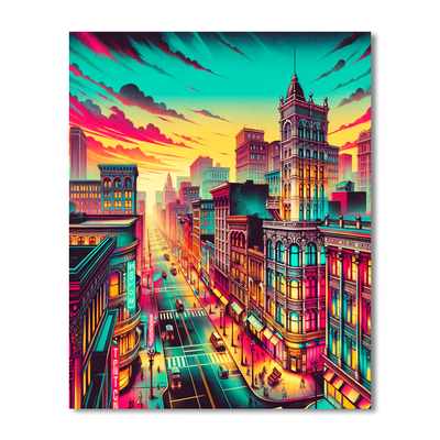 Retro Urban Cityscape Painting By Numbers Kit